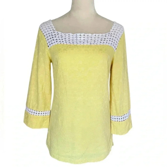 Lilly Pulitzer Tops - Lilly Pulitzer Floral Square Neck Bees Knees Jacquard Lemon Sorbet Top Women 2